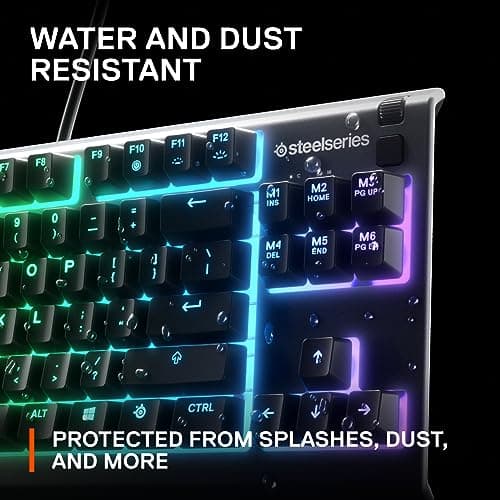 SteelSeries Apex 3 TKL RGB Gaming Keyboard – Tenkeyless Compact Form Factor - 8-Zone RGB Illumination – IP32 Water & Dust Resistant – Whisper Quiet Gaming Switch – Gaming Grade Anti-Ghosting,Black 5