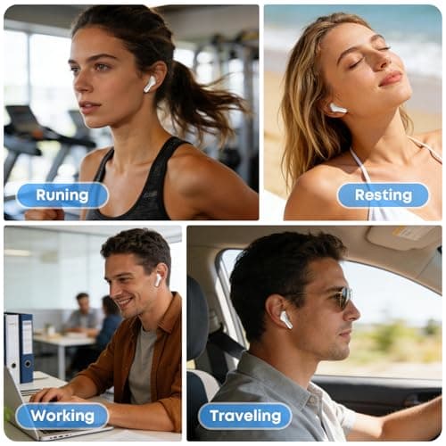 Fhumsh Wireless Earbuds, Bluetooth 5.4 HiFi White 7