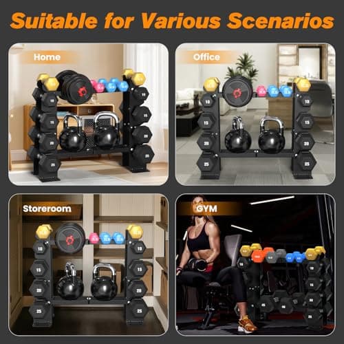 DERACY Dumbbell Rack Stand Only, 5 Tier Black Dumbbell Stand for Home Gym, Heavy Duty Steel Weight Rack Holds 8-30LB Pairs, 450LBS Capacity Free Weight Storage Organizer for Strength Training Equipment 7
