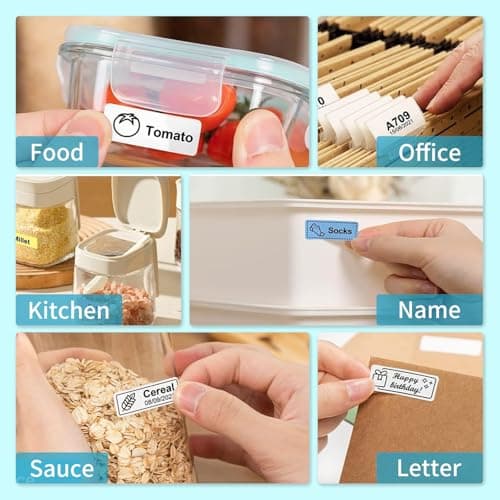 Hipasosy Label Maker Machine with Tapes,Portable Thermal Label Printer,Mini Bluetooth Inkless Label Stickers Makers for Home Storage School Business Office,Labeler Compatible with iOS & Android(Black) 7