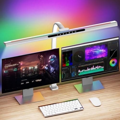 Mostorlit LED Desk Lamp with RGB Backlight, 24W Ultra Bright Architect Workbench Desk Lamps, 60" Timer, 25 Lighting Modes,Eye Protection Clamp Light for Home Office Gaming Reading Working(White)
