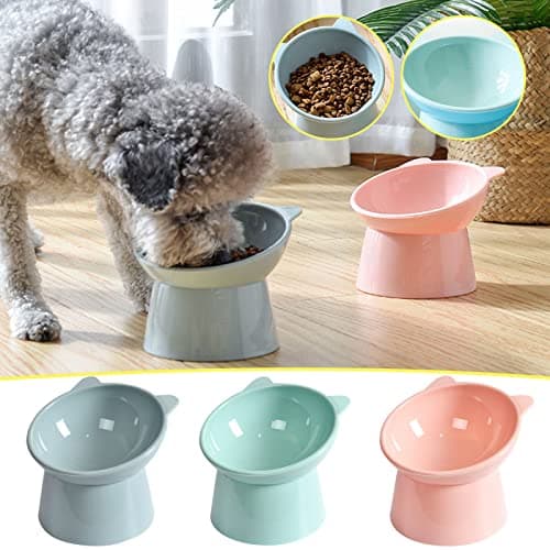 NABOKIO Tilted Cat Food Bowl - Whisker Friendly, Anti Vomiting, Slanted, Cat Bowl, Blue 7