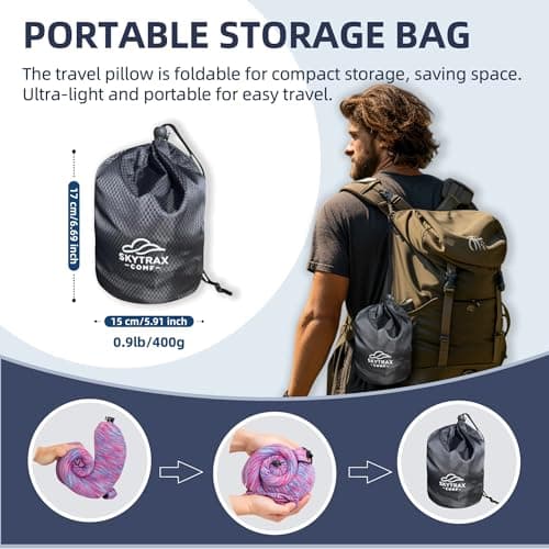 Travel Pillow with Extra Large Hood for Airplane Long Flights Privacy and Comfort Memory Foam with Skin-Friendly Cover for Road Trip Head&Neck Support for Plane Office Cars Sleeping & Rest(Colorful) 8