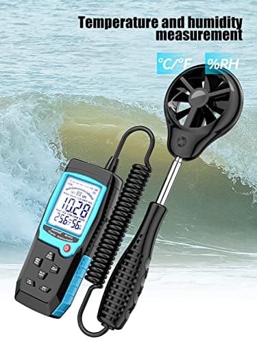 Aicevoos H12 Digital Anemometer Handheld Wind Speed Meter with Extended Wind Sensor, Measures Wind Speed Wind Flow Temperature and Humidity CFM Air Flow Velocity Meter with Big Backlit Screen 5