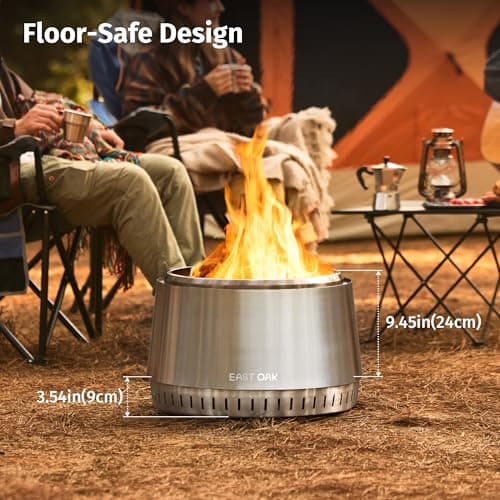 East Oak Fuoco Smokeless Fire Pit 21'' for Patio and Outdoor, Stainless Steel Firepit Wood Burning Fireplace with Carrying Bag, Portable Outdoor Fire Pit with Stand & Removable Ash Pan for Outside 8