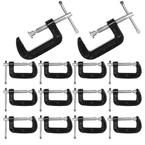 14Piece 2inch C-Clamp, Malleable Iron Heavy Duty C-Clamp with Sliding Bar, 1-3/8 Inch Throat Depth Quick-Grip C Clamp for Woodworking, Welding, Automotive Repair, 2-Inch Jaw Opening