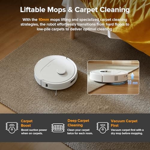 roborock Qrevo Series Robot Vacuum and Mop, 8000Pa Suction, Upgraded from Qrevo S, Anti-Tangle Brush, Smart Obstacle Avoidance, Auto Mop Washing, All-in-One Dock, 200RPM Spinning Mops, White(QV 35A) 6