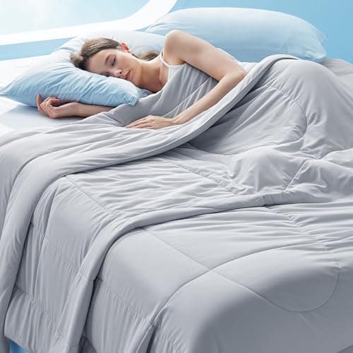 Bedsure Cooling Comforter Queen Size - Cooling Blankets for Hot Sleepers, Lightweight Comforter for Summer with Dual-Sided Cool Tech, Soft Breathable Cold Blanket for Sleeping, Grey, 88x88 Inches 9