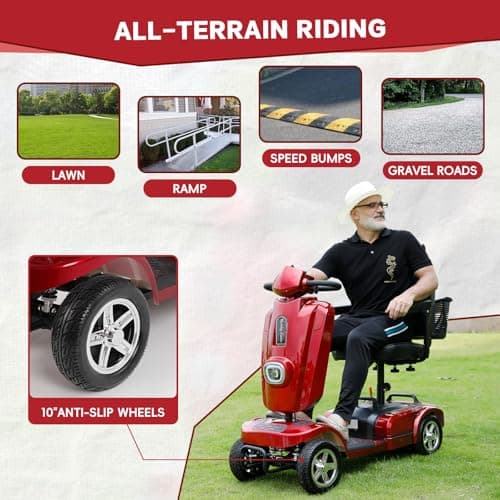 MobiCyc Heavy Duty Mobility Scooter for Adults & Seniors, 500W Motor, 16/26 Miles Long Range, 400 LBS Capacity, 10" All-Terrain Tires, Electric Scooter with Windshield & Suspension 6