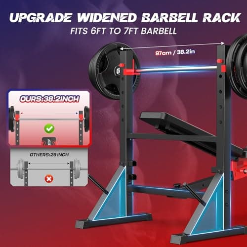 OPPSDECOR 900 LBS Weight Bench Set with Squat Rack, Adjustable Bench Press Set with Leg Extension and Leg Curl, Foldable Flat/Incline/Decline Workout Bench for Home Gym 5