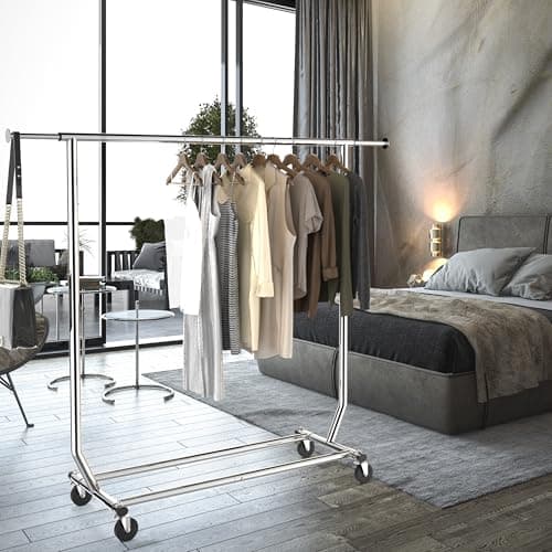 Simple Houseware Supreme Commercial Grade Clothing Garment Rack, Holds Up to 250 lbs, 50 to 75 Inches Extendable Rod, Chrome 6