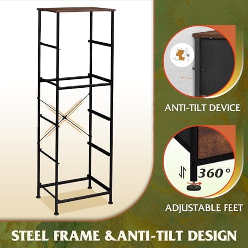 WLIVE Fabric Dresser for Bedroom, 5-Drawer Tall Dressers, Storage Organizer with Fabric Bins, Wood Top, Sturdy Steel Frame, Chest of Drawers for Closet, Hallway, Rustic Brown Wood Grain Print 7