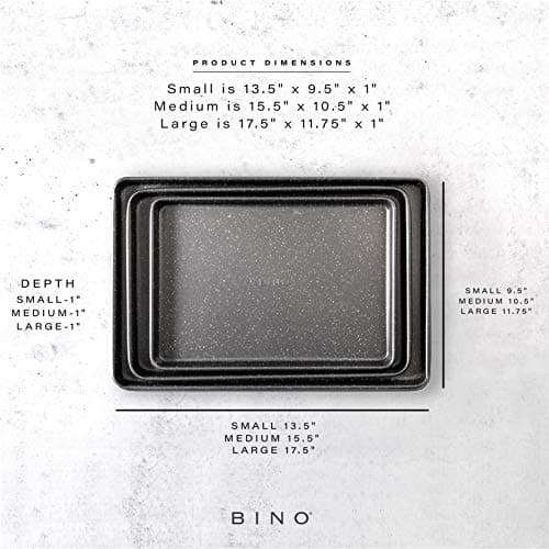 BINO Bakeware Nonstick Cookie Sheet Baking Tray Set 3-Piece - Speckled Gunmetal | NonStick Baking Pans Set | Carbon Steel Tray Bakeware Sets | Oven Safe Baking Set | Cookie Sheet Pans | Food-Safe Tray 5