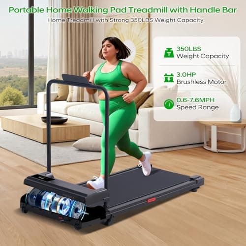 POTUPUS Walking Pad with Handle Bar and Incline, 3.0HP Portable Compact Walking Pads Treadmills with Handles for Home Small, 0.6-7.6MPH Electric Treadmills for Apartment/Home Small Spaces, 350LBS 6