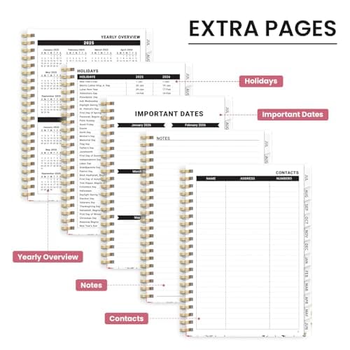Taja Academic Planner for July 2025-June 2026, Year/Monthly/Weekly Calendar, Hardcover, Teacher Student Planning Agenda Book with Tabs, Perfect for School & Office Supplies, 6.3" x 8.5", Wildflower 5