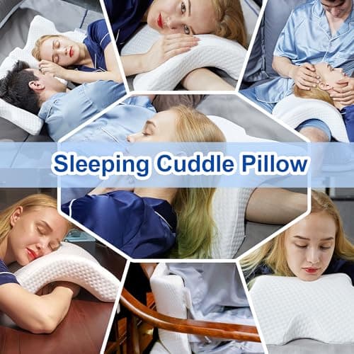 Sleeping Cuddle Pillow for Couple, Memory Foam Arched U-Shaped Arm Hole Pillow, Providing Comfort and Support in Travel Rest Office and Bed 6