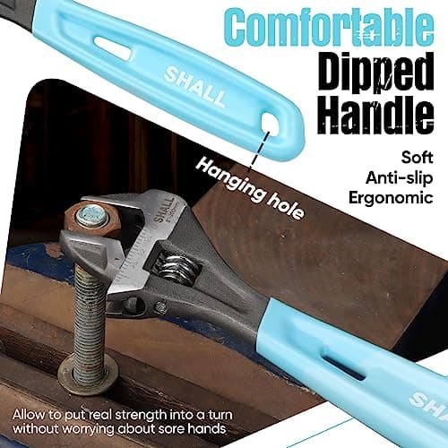 SHALL 3-Piece Adjustable Wrench Set, 10/8/6 Inch Cr-V Steel Wrench with Cushion Grip, Wide Jaw Black Oxide Wrench with Laser-etched SAE Scales for Home, Garage, Workshop and DIY 6