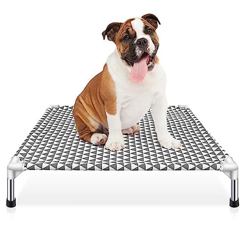 Kuntrust Elevated Outdoor Dog Bed, Medium Size, Cotton Material, Non-Slip Feet, Fits up to 70lbs