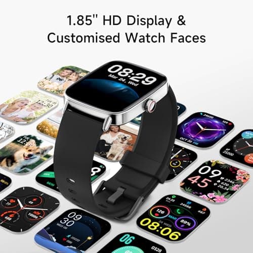 Smart Watch for Men Women, 1.85" (46mm) Smartwatch Compatible iPhone/Samsung/Android (Answer/Make Calls), 100+ Sport Modes Fitness Tracker with Heart Rate/Sleep/SpO2 Monitor, IP68 Waterproof, 2 Bands 9
