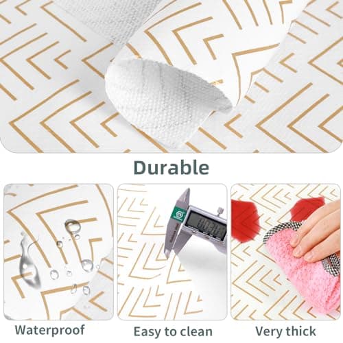 Shelf Liner for Kitchen Cabinets Non Adhesive Drawer Liner Non-Slip Thickened Shelf Liner Paper Strong Easy to Clean for Tool Box Refrigerator with Knife and Tape Measure, Gold Arrow, 11.8 x 118 in 5