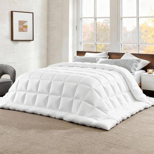 Bedsure Comforter Duvet Insert - Quilted Comforters Oversize Queen Size, All Season Duvet, GentleSoft Down Alternative Bedding, with 8 Tabs, Gifts for Women/Men, White, Oversize Queen 98 x 98 Inches