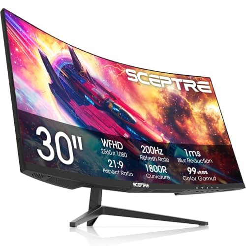 New! Sceptre Curved 30-inch Gaming Monitor 200+Hz FreeSync Build-in Speakers 2560 x 1080p HDMI DP Machine Black 2026 (C305B-200UN Series) 8
