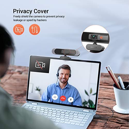 DEPSTECH 4K Webcam, DW49 HD 8MP Equipped with Sony Sensor Autofocus Webcam with Microphone, Privacy Cover, Plug Play USB Computer Web Camera for Pro Streaming/Online Teaching/Video Calling/Zoom/Skype 6