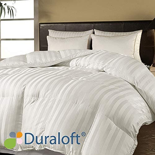 Blue Ridge Home Fashions 500 Thread Count Cotton Damask Duraloft Down Alternative Comforter, King, White