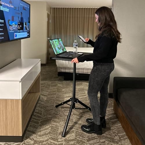 Victor Portable Adjustable Tripod Desk – Mobile Standing Desk, Height Adjustment (30.5" to 45") for Laptops, Projectors, and More – Compact, Lightweight & Stable for Home, Office, or Classroom (DC530) 7