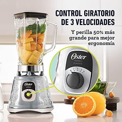 Oster Original 3 Speed Chrome Blender, 6 Times more Durable Motor, 10 Times Stronger, 5 Cup Glass Jar 8