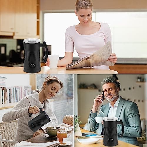 GAOCO Electric Coffee Milk Frother, Milk Steamer Soft Foam Maker with Two Whisks for Frothing and Heating Milk, 4 IN 1 Multifunction for Hot & Cold Froth, Automatic off & Easy Cleaning 6