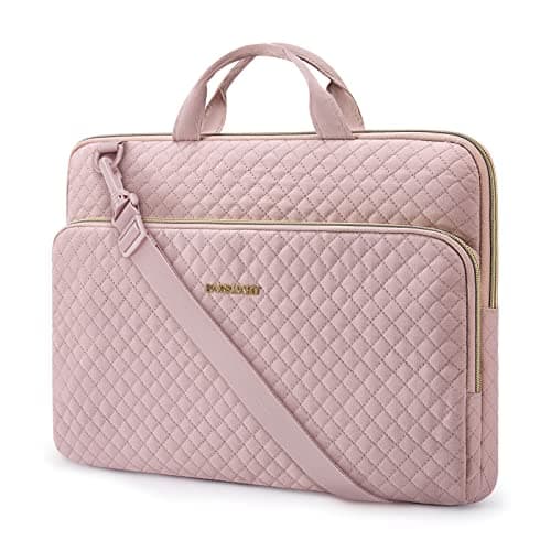 BAGSMART 15.6 Inch Laptop Case Sleeve Compatible with MacBook Pro 16 Inch,15.6 Inch HP,Dell,Acer Aspire,Asus Notebook, Lightweight Laptop Bag for Women with Shoulder Strap,Pocket,Handle, Pink