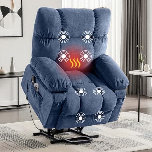 Power Lift Recliner Chair with Vibration Massage & Lumbar Heating for Elderly, Electric Lift Chair with USB Charging Port & Side Pocket, Comfortable Recliner for Living Room