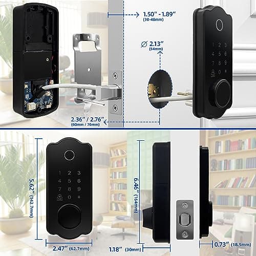 LETTON Smart Door Lock, Biometric Keyless Entry, Fingerprint Lock with Code, Digital Deadbolt for Home Front Door, Black 8