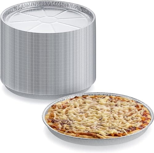 DCS Deals Pack of 5 - Disposable Round Foil Pizza Pans – Durable Pizza Tray for Cookies, Cake, Focaccia and More – Size: 12-1/4" x 3/8" Made In Usa 2