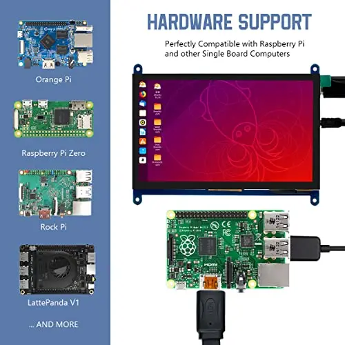 Hosyond 7 Inch IPS LCD Touch Screen Display Panel 1024×600 Capacitive Screen HDMI Monitor for Raspberry Pi5/Pi4/Pi3/ZERO W, BB Black, Windows 10 8 7 5