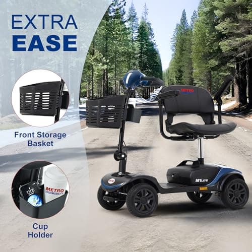 Metro Mobility Mobility Scooters for Adults, 4 Wheel Powered Mobility Scooters, Electric Scooter for Seniors Folding Mobility Scooter Lightweight 10 Miles Long Travel Range Blue 8