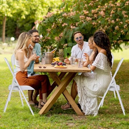 LUCKPRO 1 Pack Folding Chairs with Cushion Padded - Metal Chairs w/Comfortable Seats and Durable Steel Frame Foldable Chair for Indoor Outdoor Wedding, Party, Backyard & Office Events (White, 1 Pack) 8