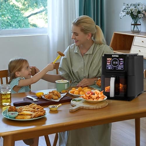 SUSTEAS Air Fryer, 5-Quart Family Size, One Touch Digital Control Presets with 400F Heat, French Fries, Chicken, Meat, Fish, Nonstick Quick & Easy Meals in Minutes, Black 8