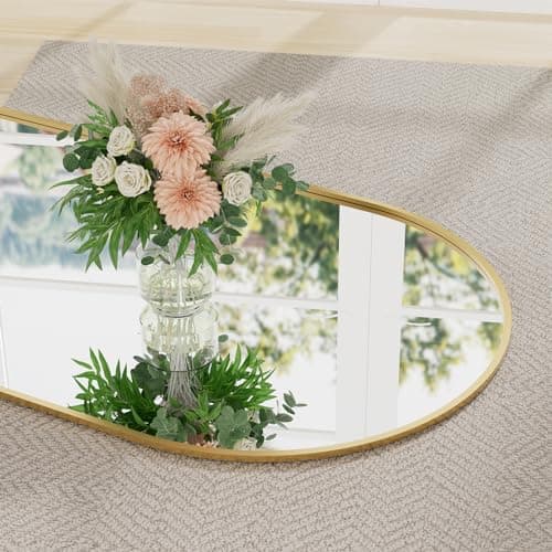 TinyTimes 64''x21'' Arched Full Length Mirror with Stand, Full Body Mirror, Mirrors Full Length Floor Freestanding, Wall Mounted Mirrors for Bedroom Living Room Cloakroom (Gold) 7