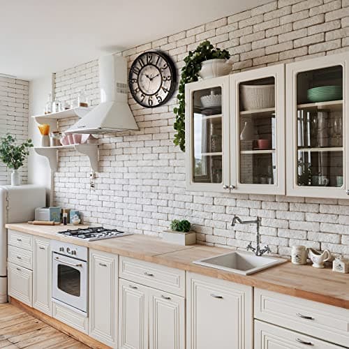 ZOOFOX 12 Inch Retro Wall Clock, Silent Non-Ticking Battery Operated Movement Decorative Round Quartz Wall Clock, Raised 3D Arabic Numeral Clock for Home, Living Room, Kitchen, Office 5