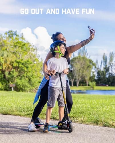 FanttikRide C9 Pro Kids Electric Scooter Ages 8-12, Colorful Rainbow Lights, E-Scooter for Kids 3.9-5.2 ft, 132 lbs, 5 Miles Range, Up to 40 min Ride Time, 5/8/10 MPH, 3 Adjustable Heights, Black 8