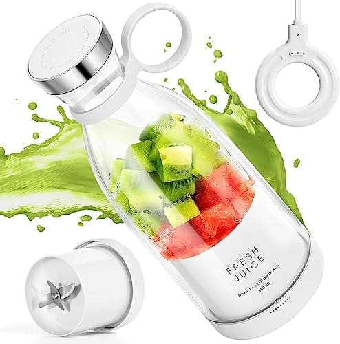 Portable Blender,Fashion Portable Blender for Shakes and Smoothies 11.8 Oz,Magnetic USB Fast Charging Mini Mixer Bottle,Take It for Traveling, Outdoor, Gym, Office, Cars, Gift -WH