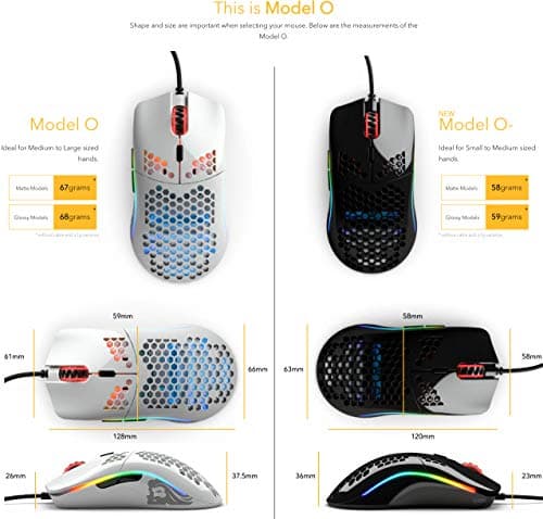 GLORIOUS Model O- (Minus) Compact Wired Gaming Mouse - 58g Superlight Honeycomb Design, RGB, Pixart 3360 Sensor, Ambidextrous, Omron Switches - Glossy Black 9