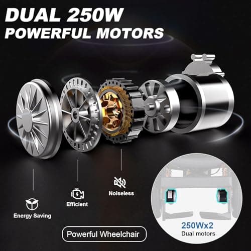 New Folding Electric Wheelchair for Adults, 16" Big Front Tires All Terrain Foldable Power Wheelchairs, Lightweight Portable Motorized Wheelchairs for Seniors, Support 330lbs, 19.7" Seat Width 7