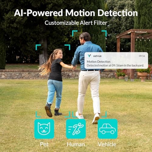 NETVUE Outdoor Wireless Solar Security Camera for Home Security,2K 3MP Surveillance with 360° View, AI Motion Detection, Spotlight Siren, Color Night Vision, Two-Way Audio, Waterproof 2