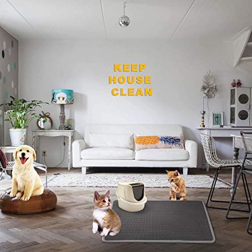 LeToo Cat Litter Mat Grey Trapping for Litter Box, No Slip & Large, Urine & Waterproof, Honeycomb Double Layer Anti Tracking Kitty Mats, No Phthalate, Washable Easy Clean (24" x 15", Grey) 7
