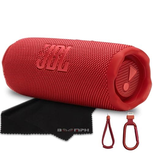 JBL Flip 7 Portable Bluetooth Speaker, IP68 Waterproof, Dustproof, Drop-Proof, PushLock System, AI Sound Boost, 16H Battery – Red – Boomph's Comprehensive Ultimate Performance Cloth Solution