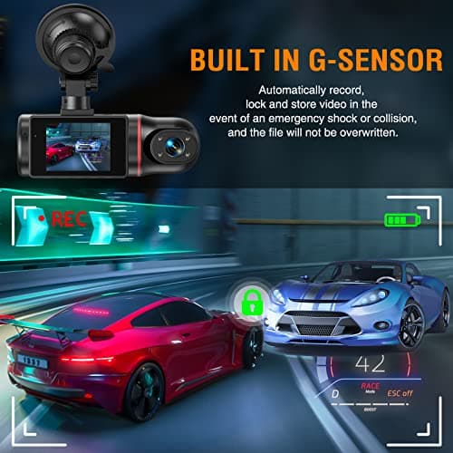 Dash Cam Front and Inside, FHD Dashcams for Cars with 64GB Card Dash Camera for Cars, 1080P Front Dash Cam+1080P Inside Dashcam for Car Dash Camera with IR Night Vision Loop Recording 8