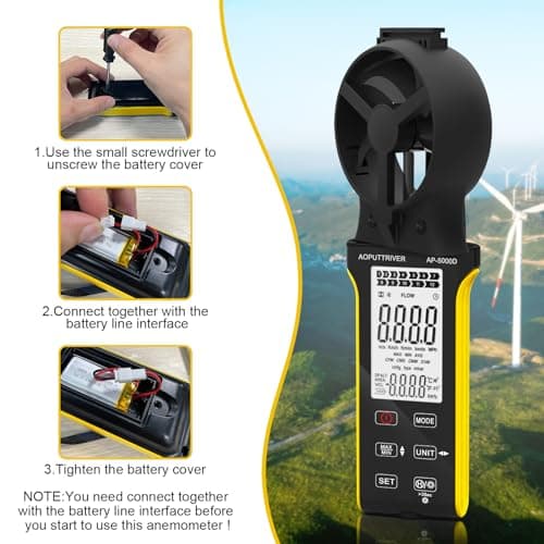 Rechargeable Air Flow Meter Handheld with Touch Screen, HVAC Anemometer CFM Meter 0-999900 ft3/min with Temp, Backlight, Data Hold for Air Volume/HVAC Vents/Sailing/Shooting 5